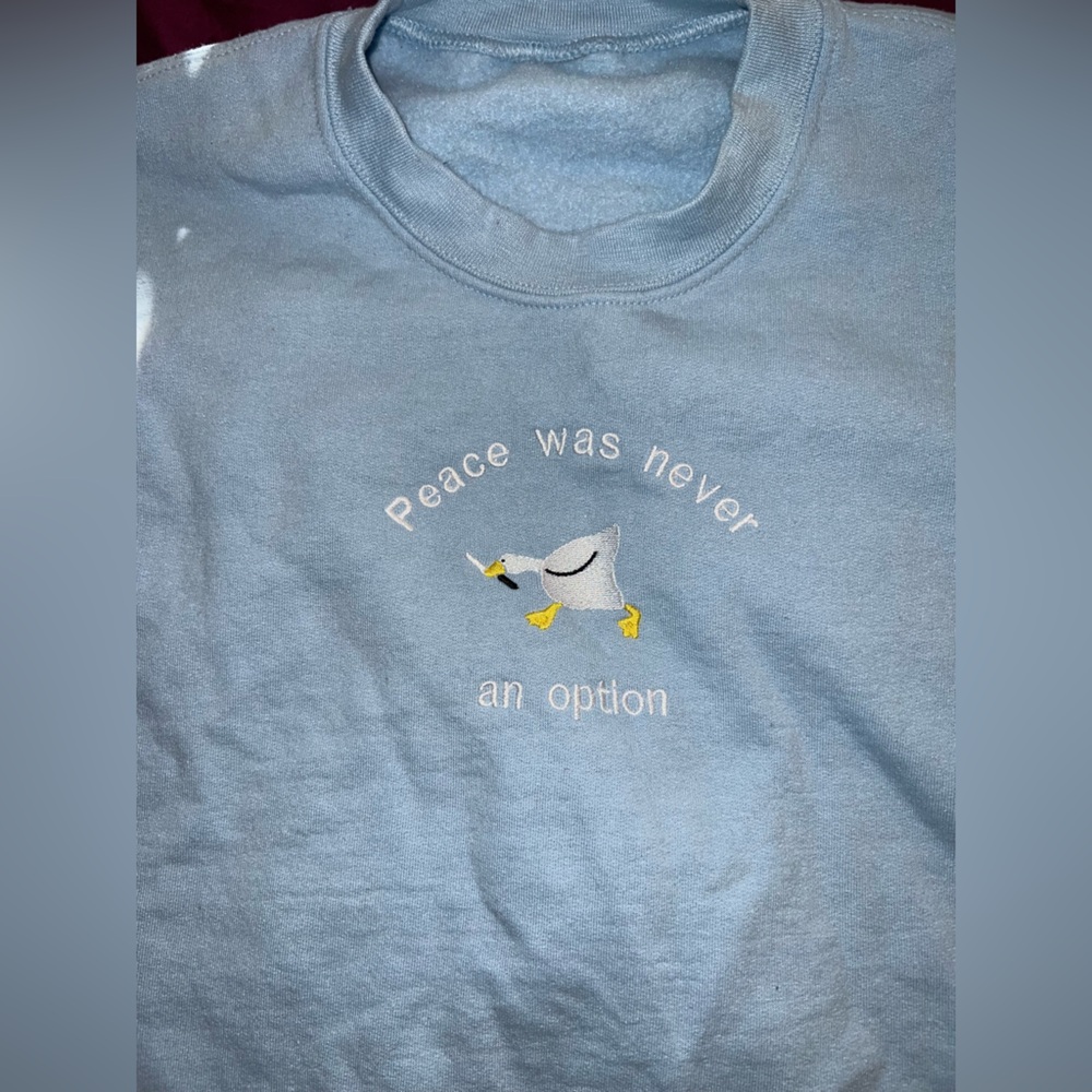 Light Blue Murder Goose/Duck Peace Was Never An Option Embroidered Sweatshirt Xl View 2